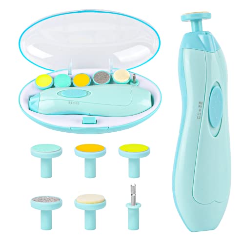 Lime à Ongles Électrique pour Bébé avec Éclairage LED et Six Têtes de Limage